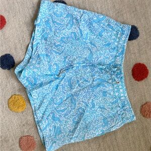 Lilly Pulitzer Light Blue and White Coral-Print Swim Shorts